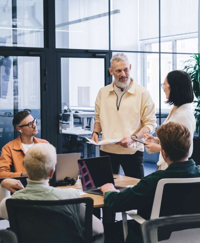 Group in a formal work presentation